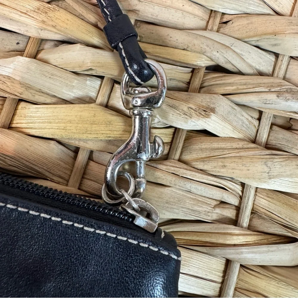 Coach Black Leather Coin/Wristlet Bag